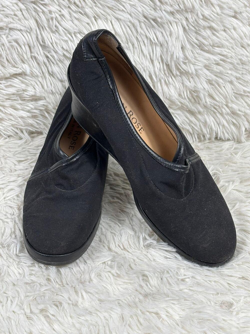 Taryn Rose Shoes Womens EU 37M US 6.5 Black Leather Slip On Wedge Comfort Italy